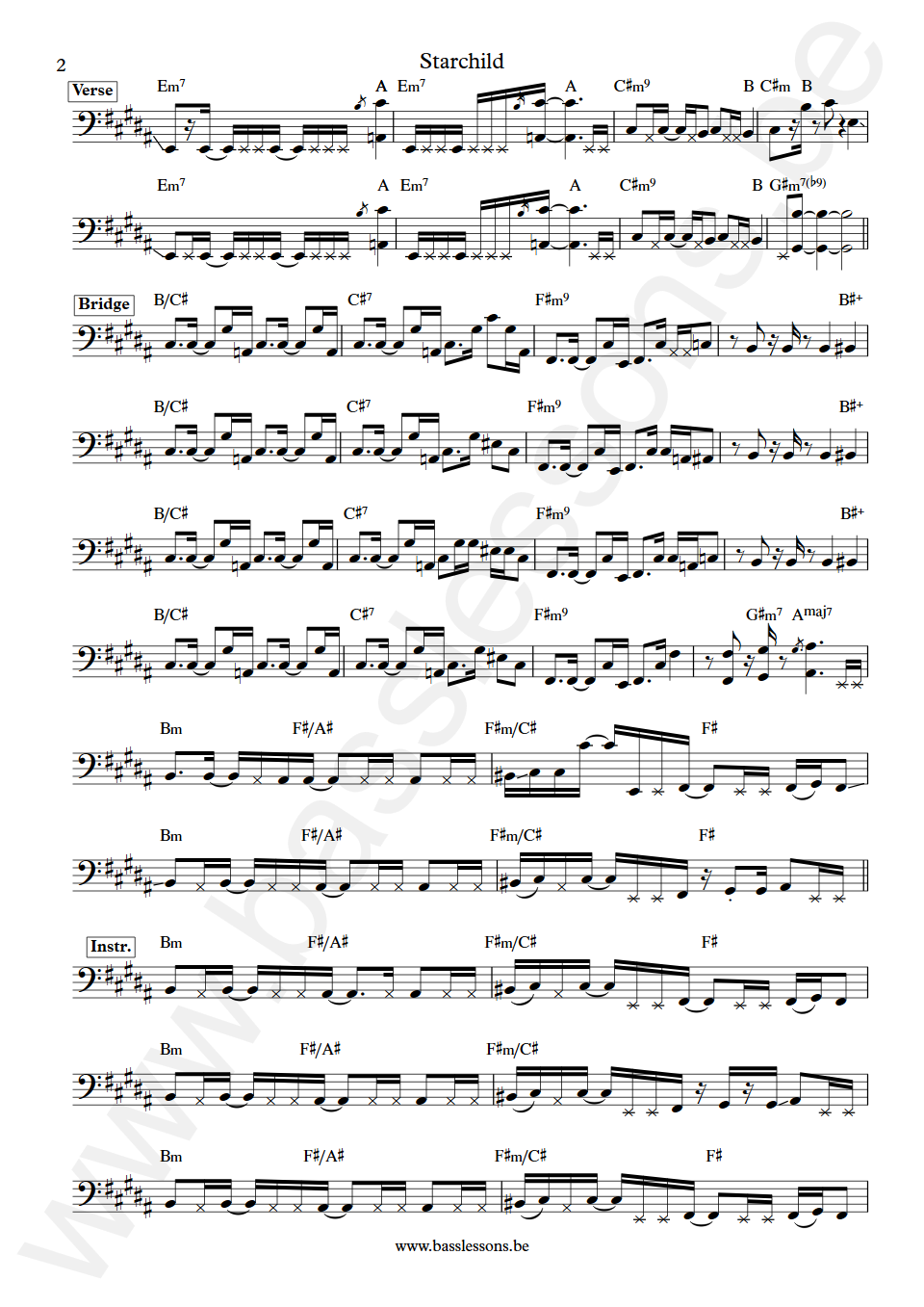 Level 42 Starchild Mark King Bass Transcription part 2