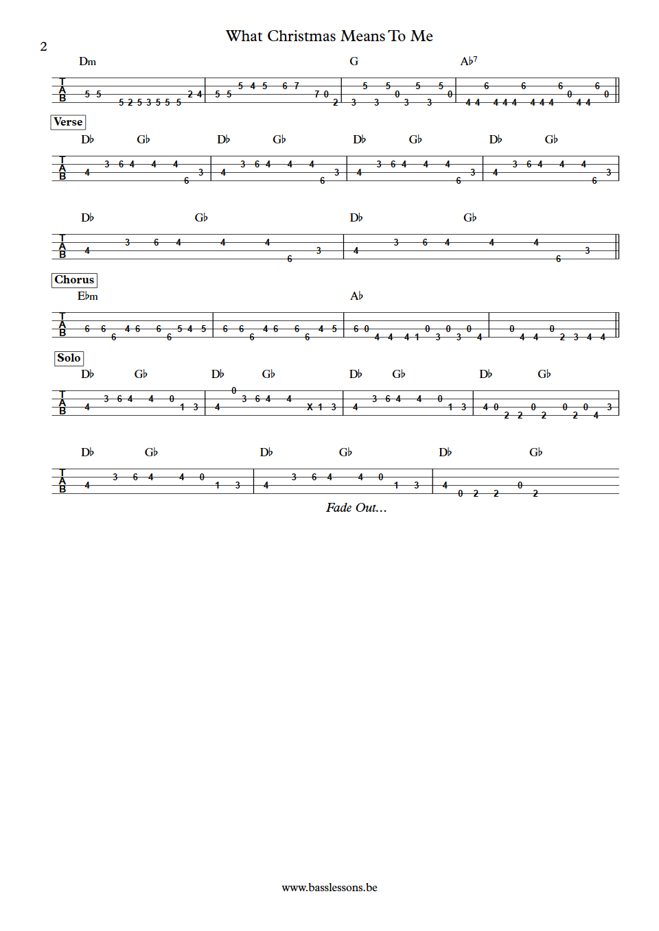 Stevie Wonder What Christmas means to me James Jamerson bass tab part 2