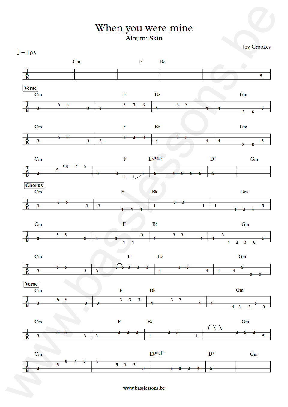Joy Crookes When You Were Mine Bass Tab