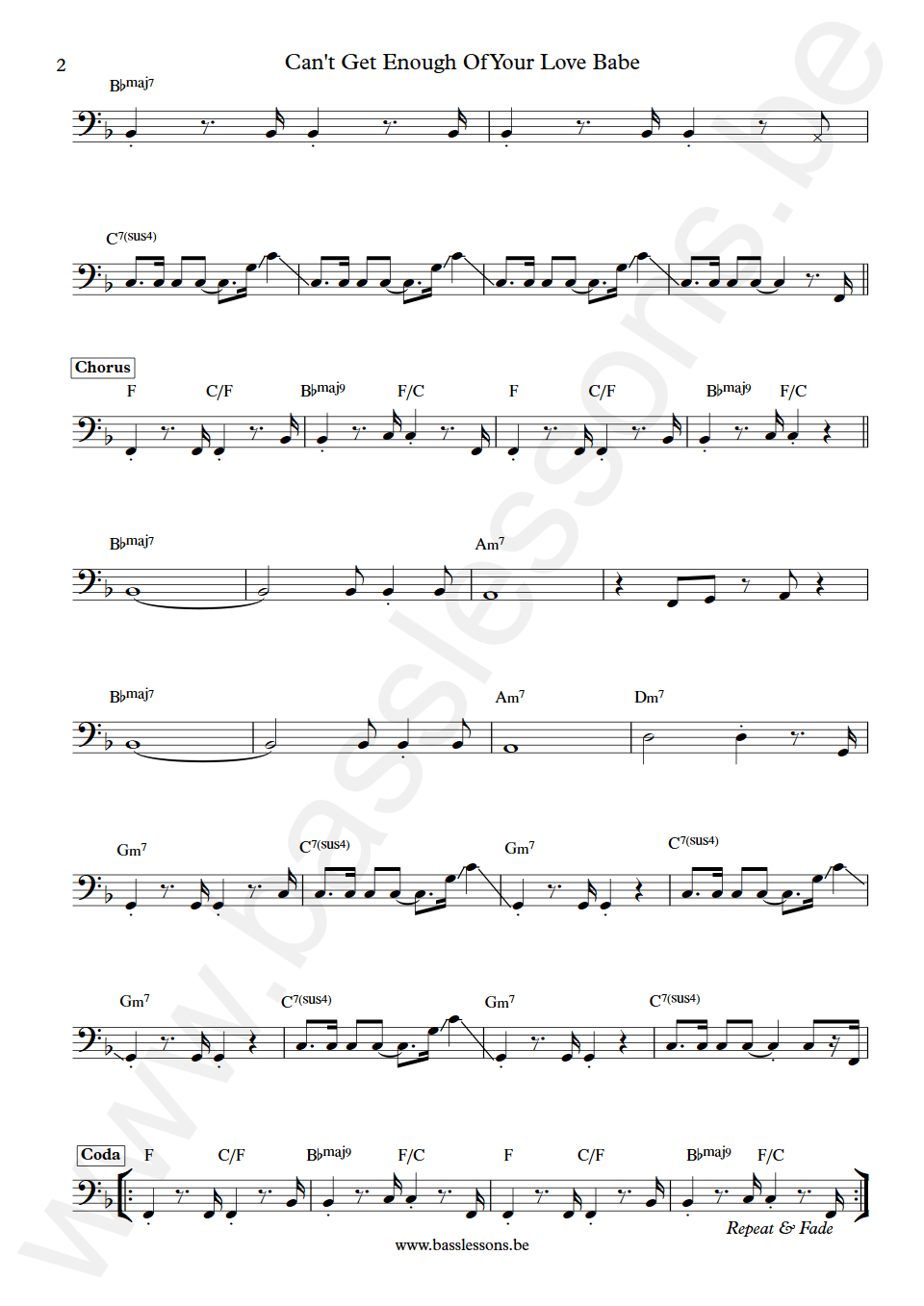 Barry White Can't Get Enough Of Your Love Babe Scott Edwards Bass Transcription part 2