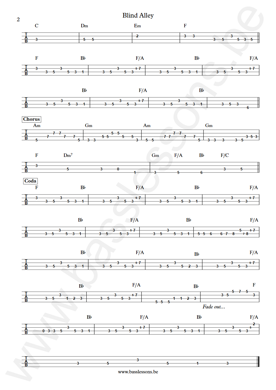 The Emotions Blind Alley David Hood Bass Tab part 2