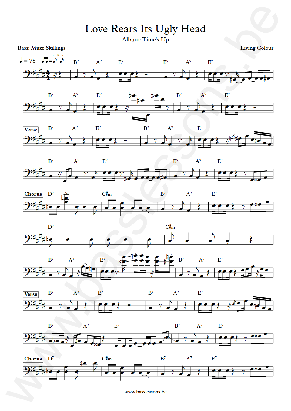 Living Colour Love rears its ugly head Muzz Skillings Bass Transcription