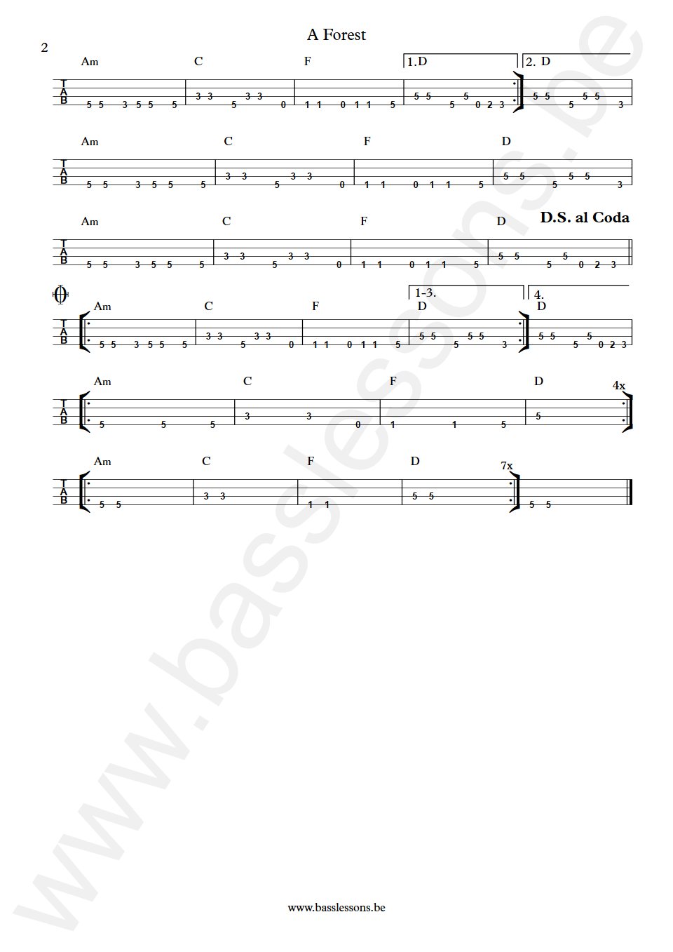 The Cure A Forest Simon Gallup Bass Tab part 2