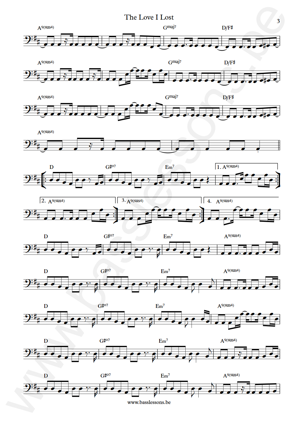 Harold Melvin & The Blue Notes The Love I Lost Ronnie Baker Bass Transcription part 3