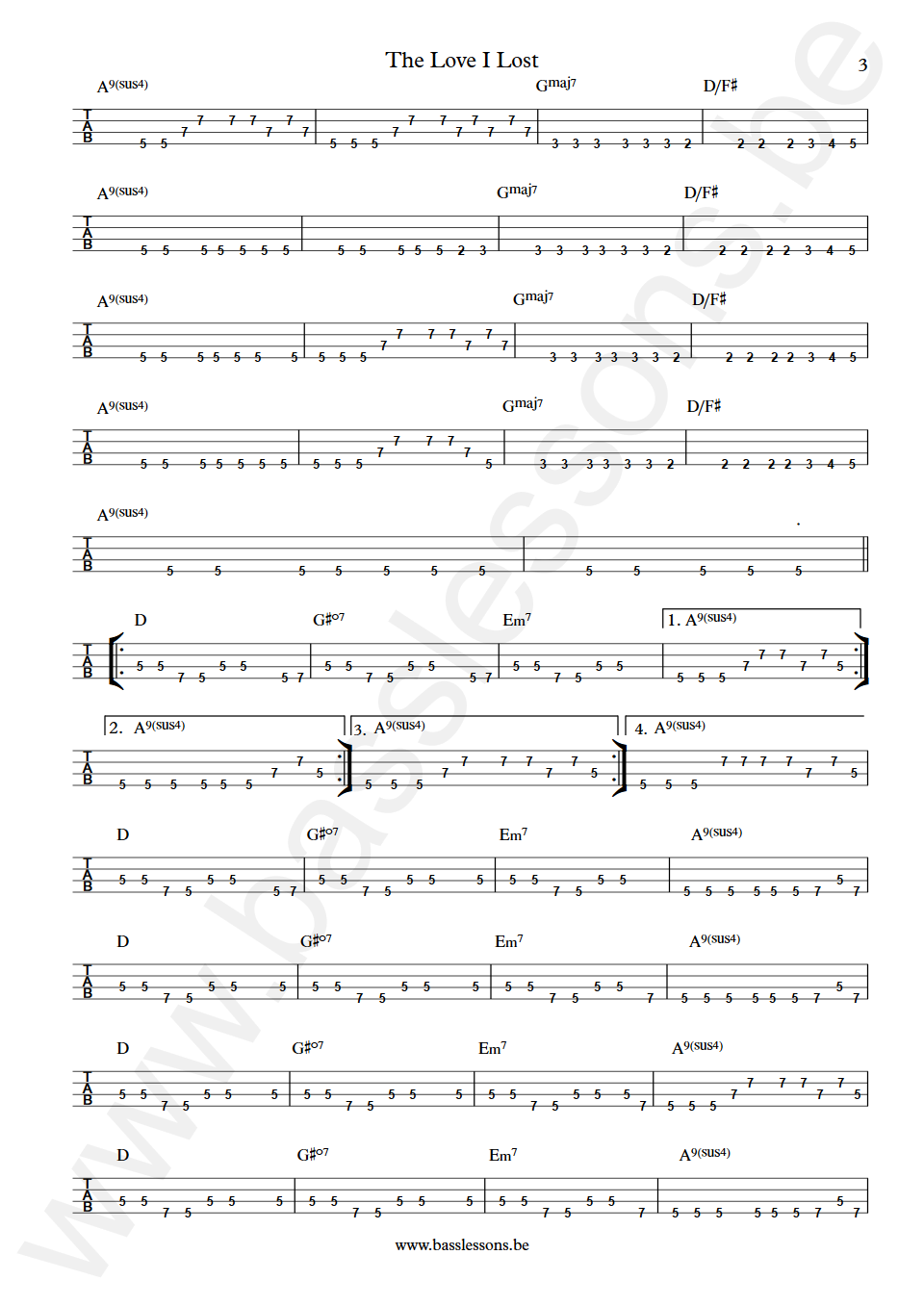 Harold Melvin & The Blue Notes The Love I Lost Ronnie Baker Bass Tab part 3