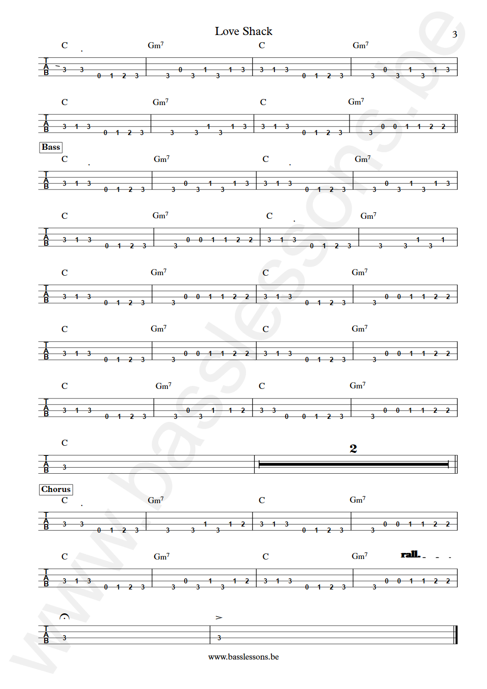 B-52's Love Shack Sara Lee Bass Tab part 3