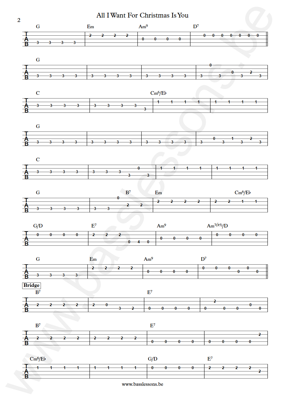 Mariah Carey All I Want For Christmas Is You Walter Afanasieff  Bass Tab part 2