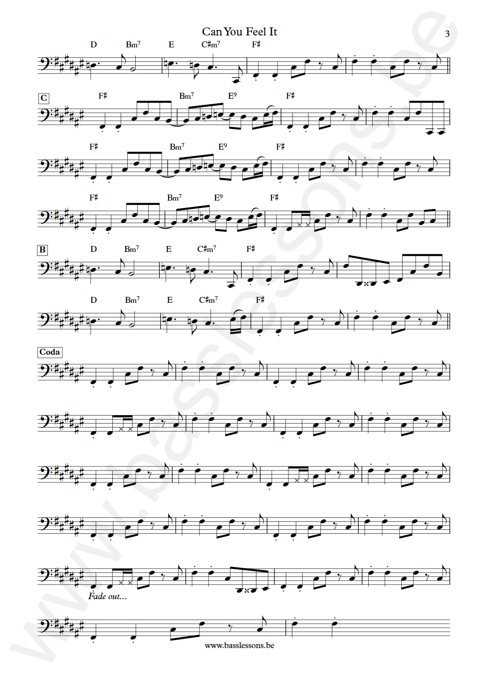 The Jacksons Can You Feel It Nathan Watts Bass Transcription part 3