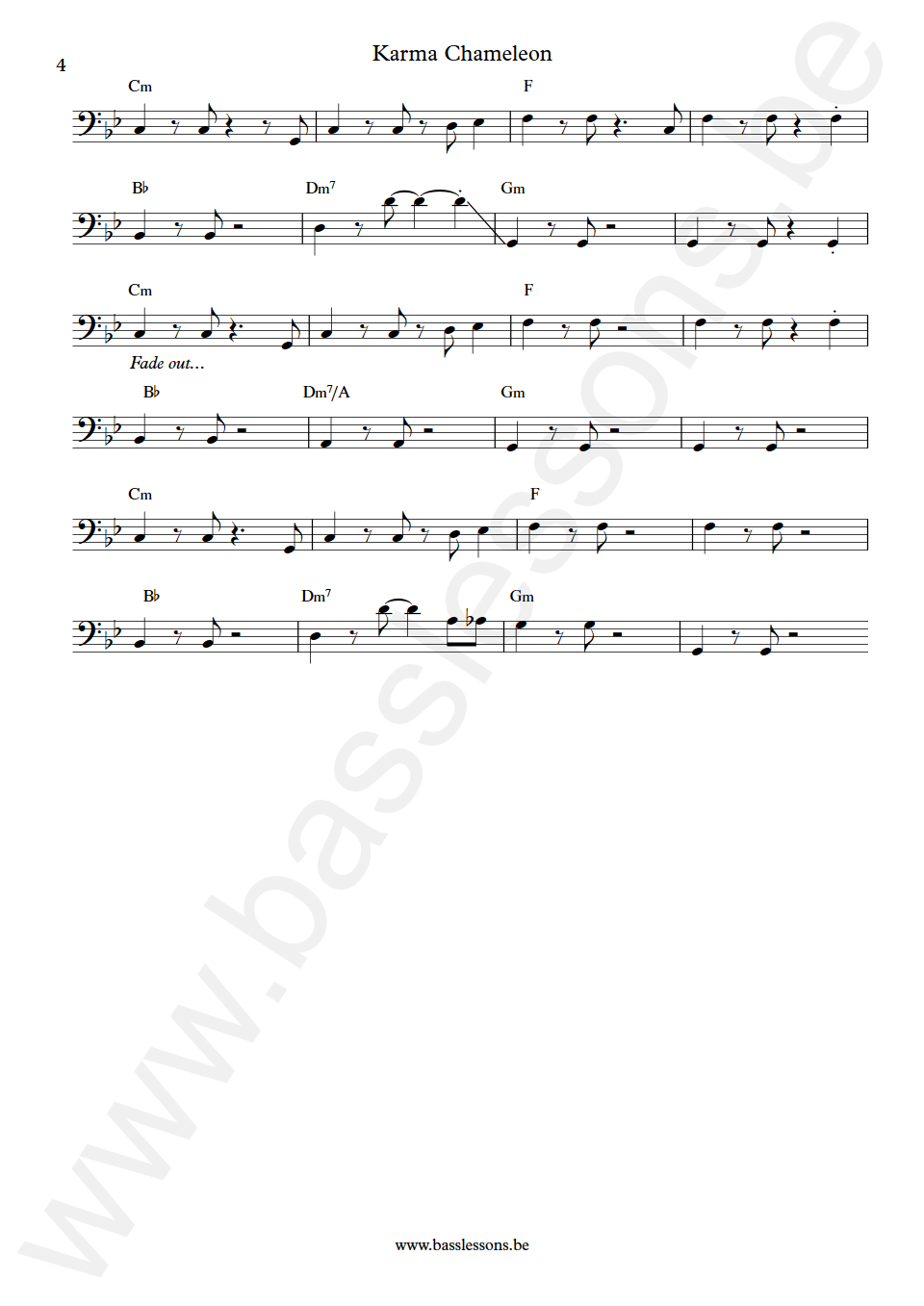 Culture Club Karma Chameleon Mike Craig Bass Transcription part 4