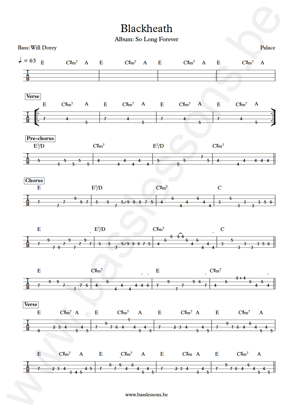 Palace Blackheath Will Dorey Bass Tab