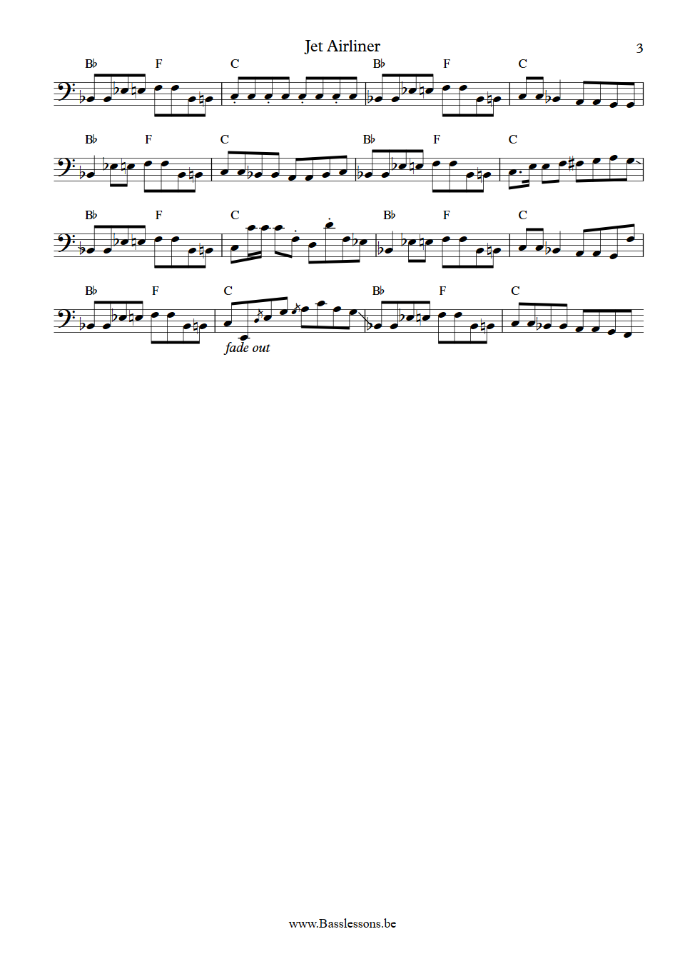 Steve Miller Band Jet Airliner Lonnie Turner Bass Transcription part 3