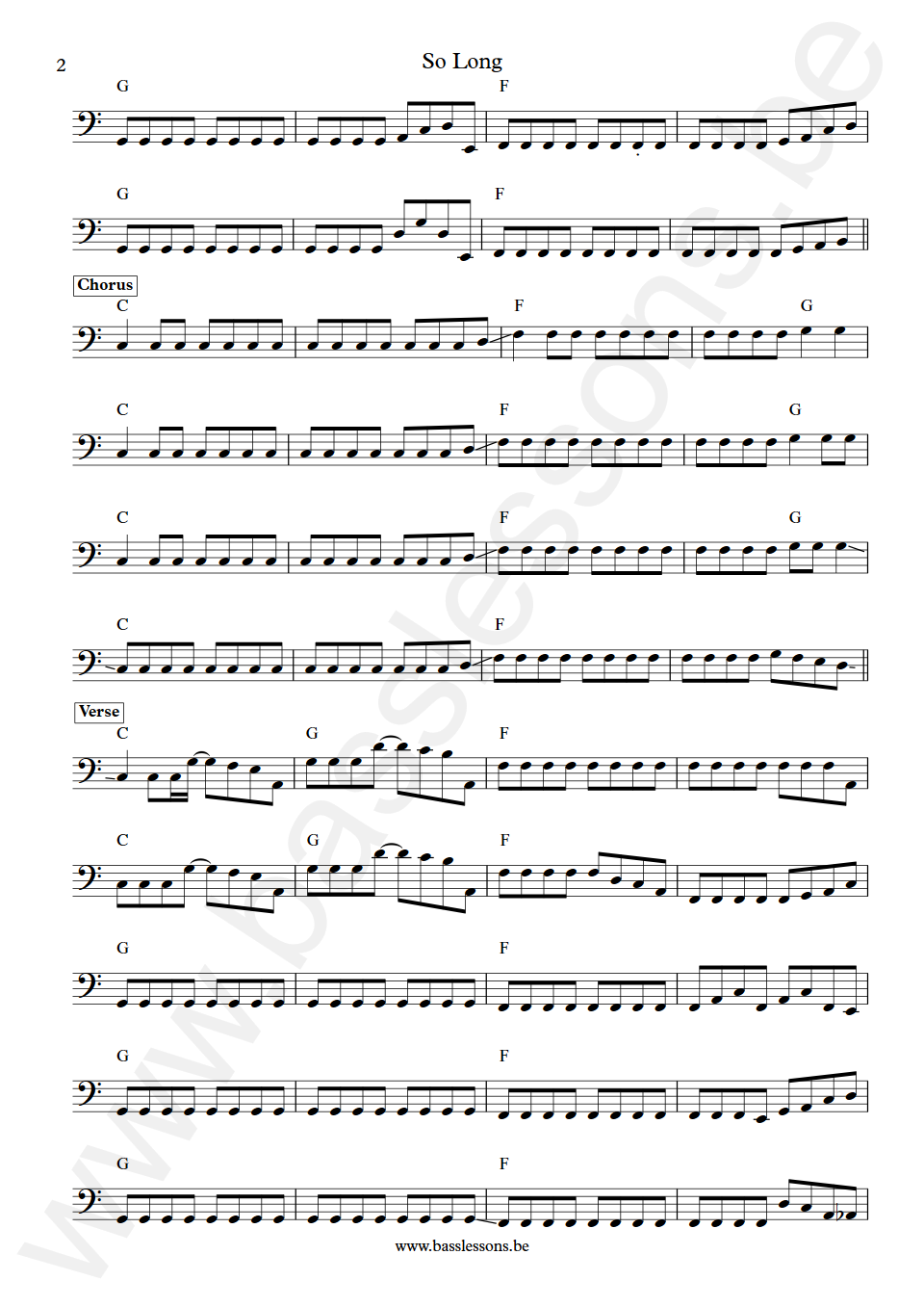 Fischer-Z So Long David Graham Bass Transcription part 2