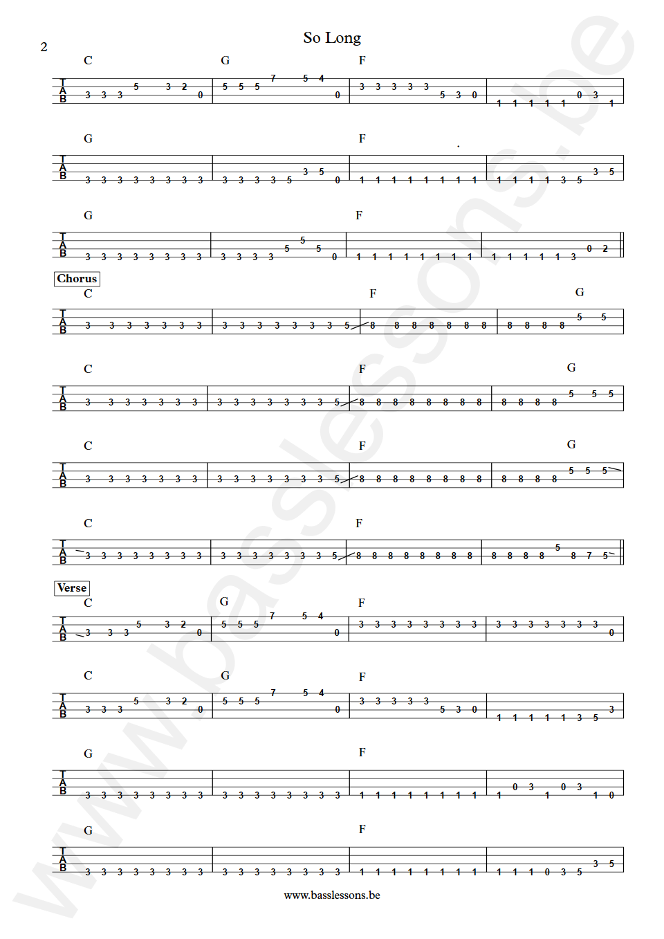Fischer-Z So Long David Graham Bass Tab part 2