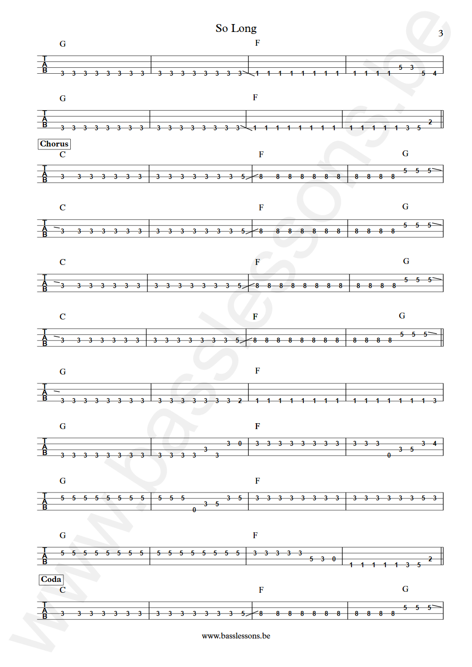 Fischer-Z So Long David Graham Bass Tab part 3