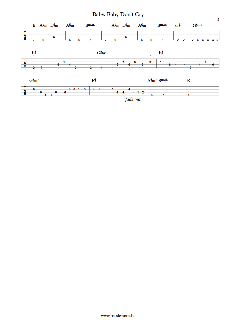 Smokey Robinson and the Miracles Baby Baby dont cry James Jamerson bass tab part 3