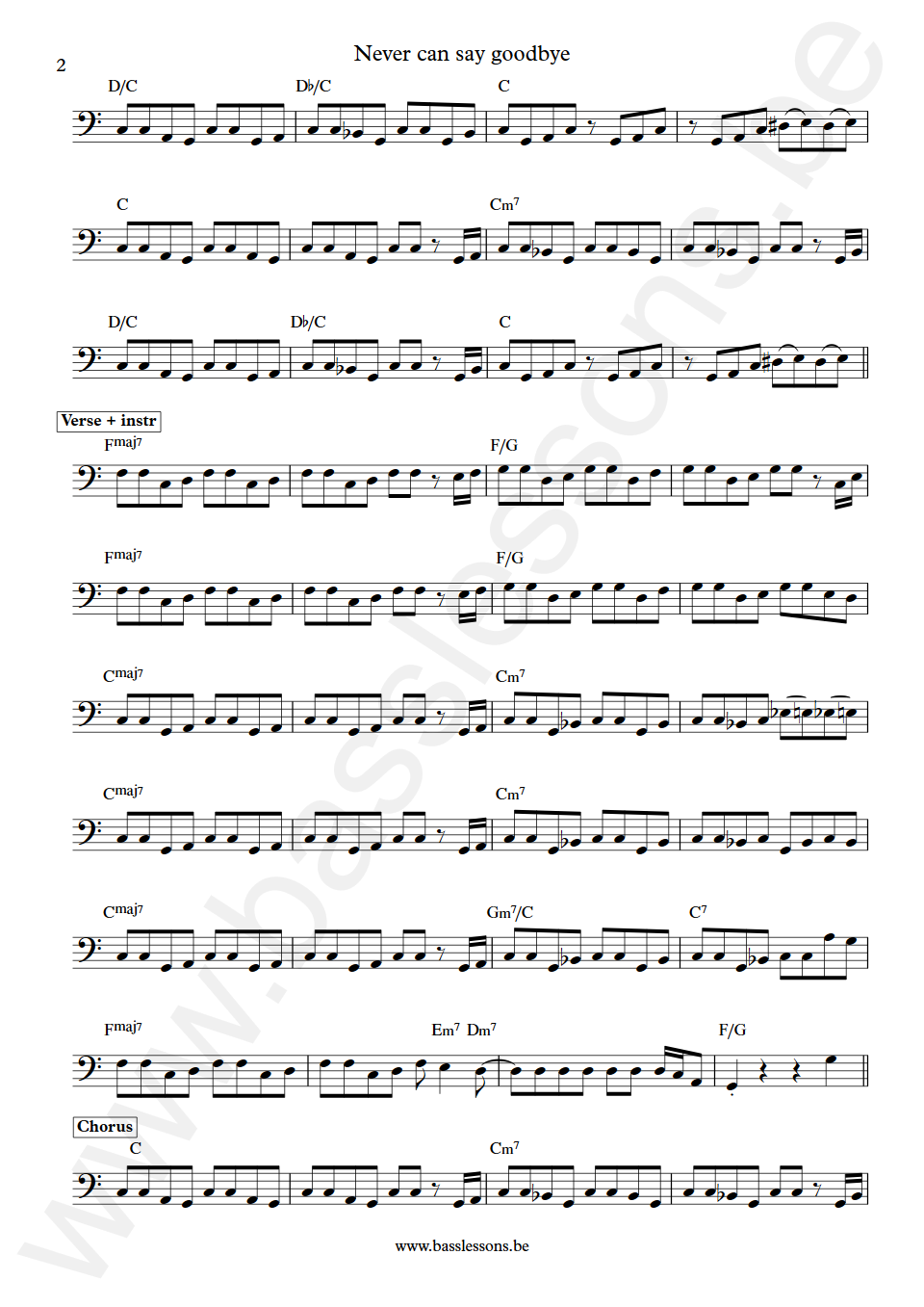 Gloria Gaynor Never can say goodbye Bob Babbitt  Bass Transcription part 2