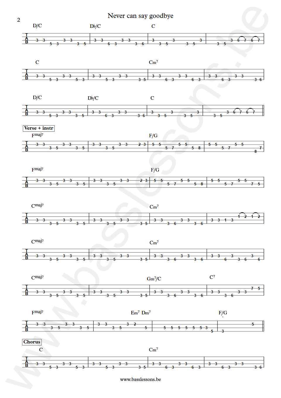 Gloria Gaynor Never can say goodbye Bob Babbitt  Bass Tab part 2