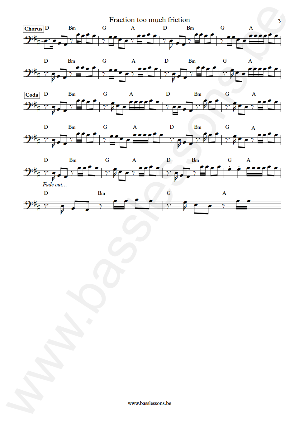 Tim Finn Fraction too much friction Chris Haig Bass Transcription part 3