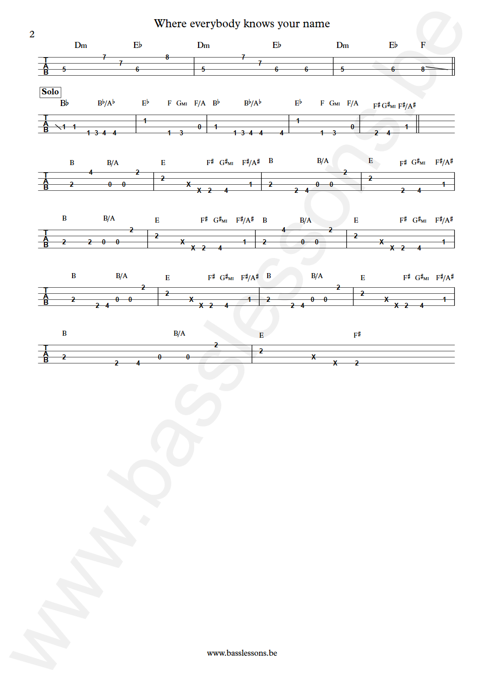 Gary Portnoy Where everybody knows your name Bass Tab part 2