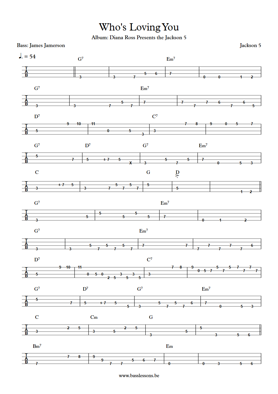Jackson 5 whos loving you james jamerson bass tab