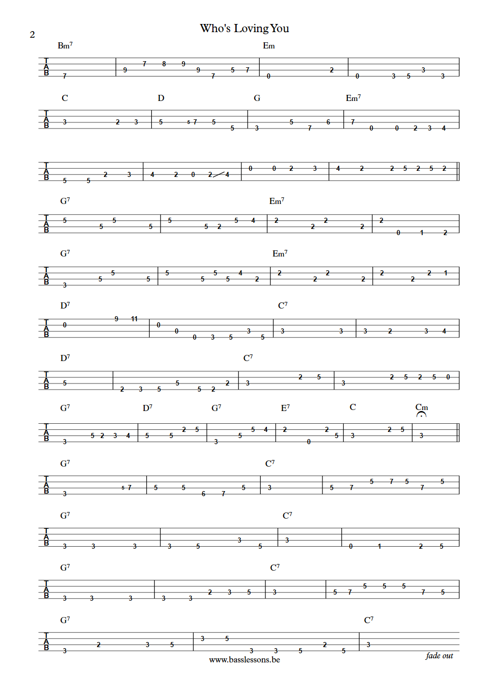 Jackson 5 whos loving you james jamerson bass tab part 2