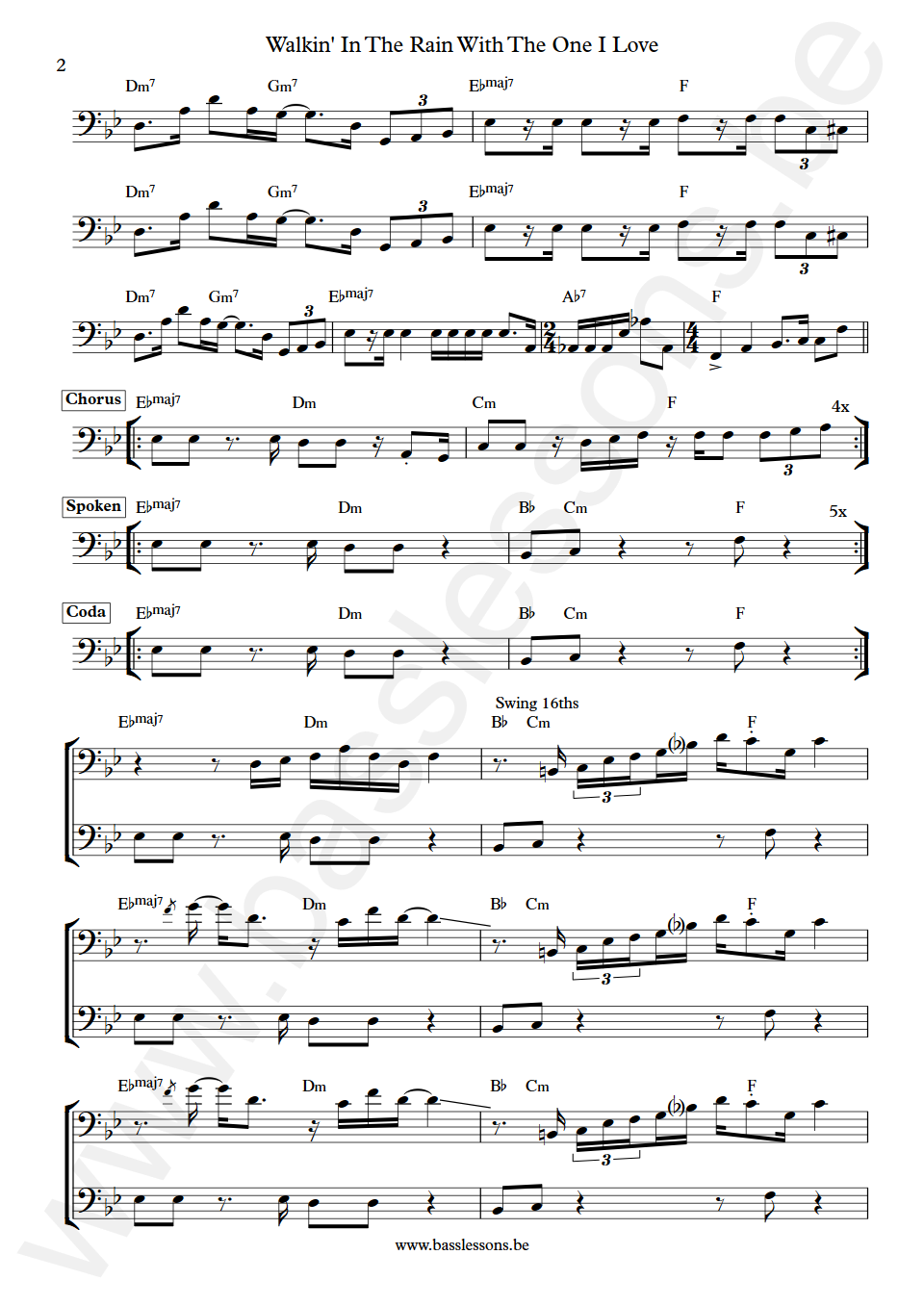 Love Unlimited Walkin' In The Rain With The One I Love Wilton Felder Bass Transcription part 2