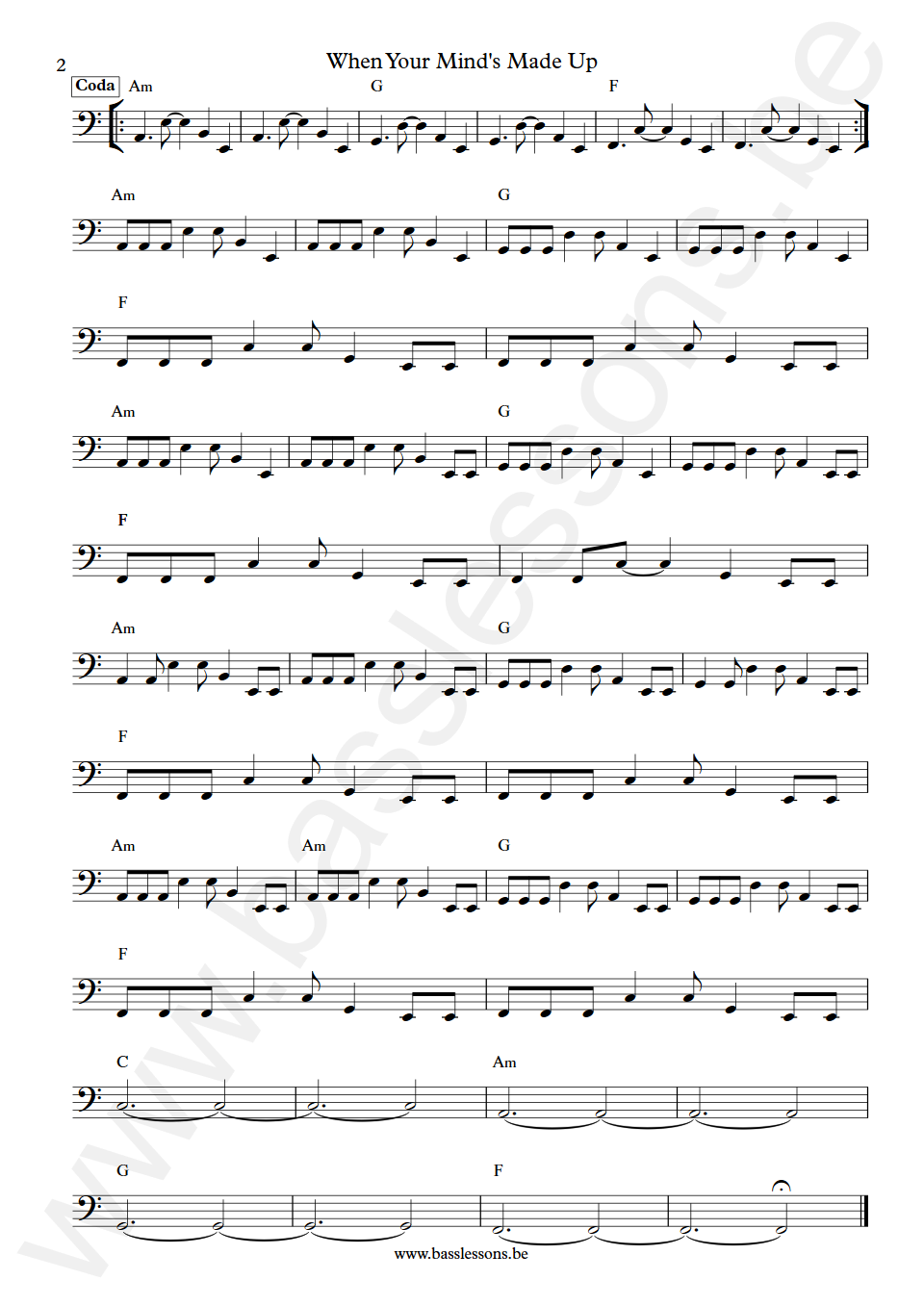 Glen Hansard When Your Mind's Made Up Joseph Doyle Bass Transcription part 2