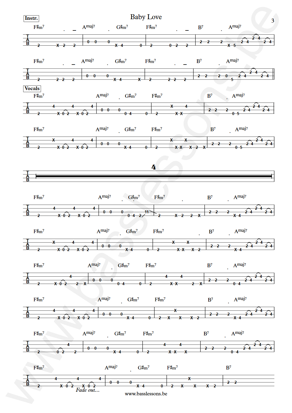 Aurra Baby Love Ray Jackson Bass Tab part 3