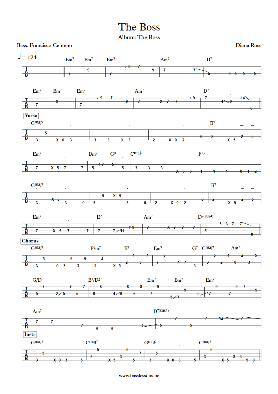 Diana Ross The Boss Anthony Jackson Bass Tab