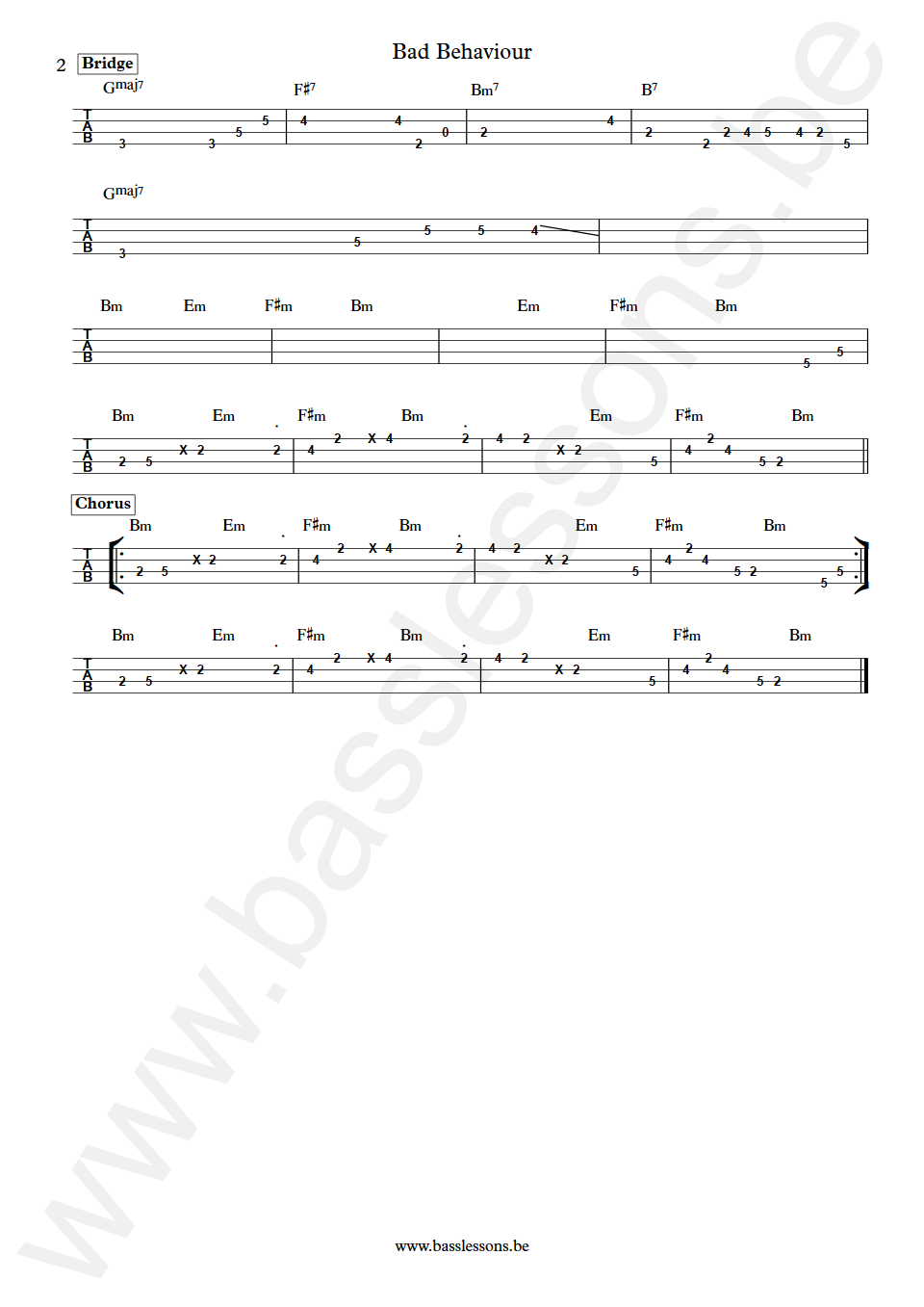 Elli Ingram Bad Behaviour Unknown Bass Tab part 2