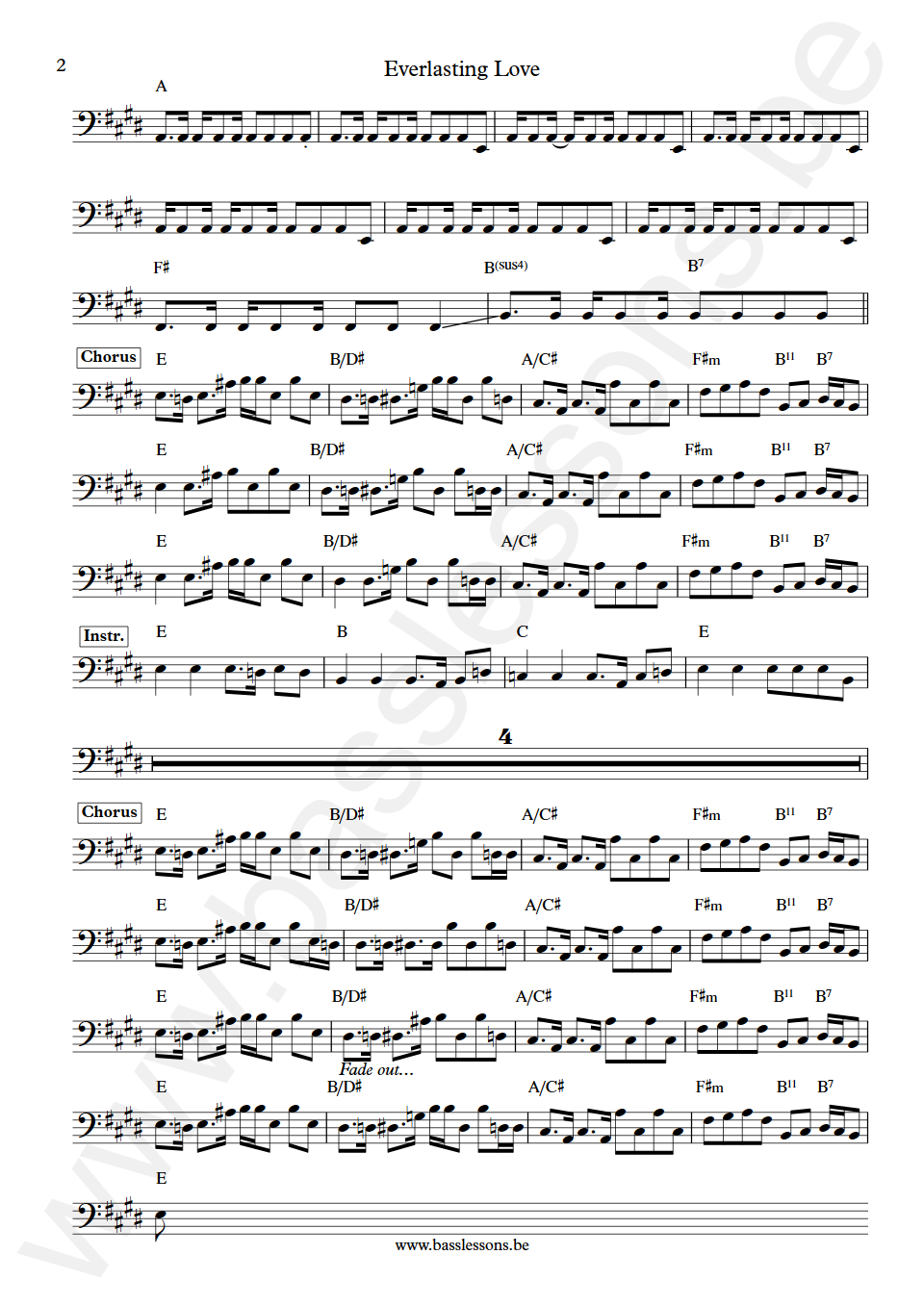 Love affair Everlasting Love Mick Jackson Bass Transcription part 2