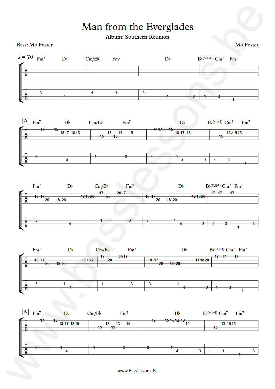 Mo Foster Man from the Everglades Mo Foster Bass Tab