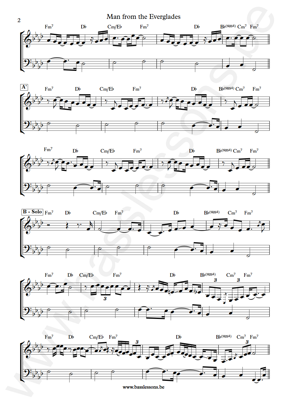 Mo Foster Man from the Everglades Mo Foster treble clef version part 2