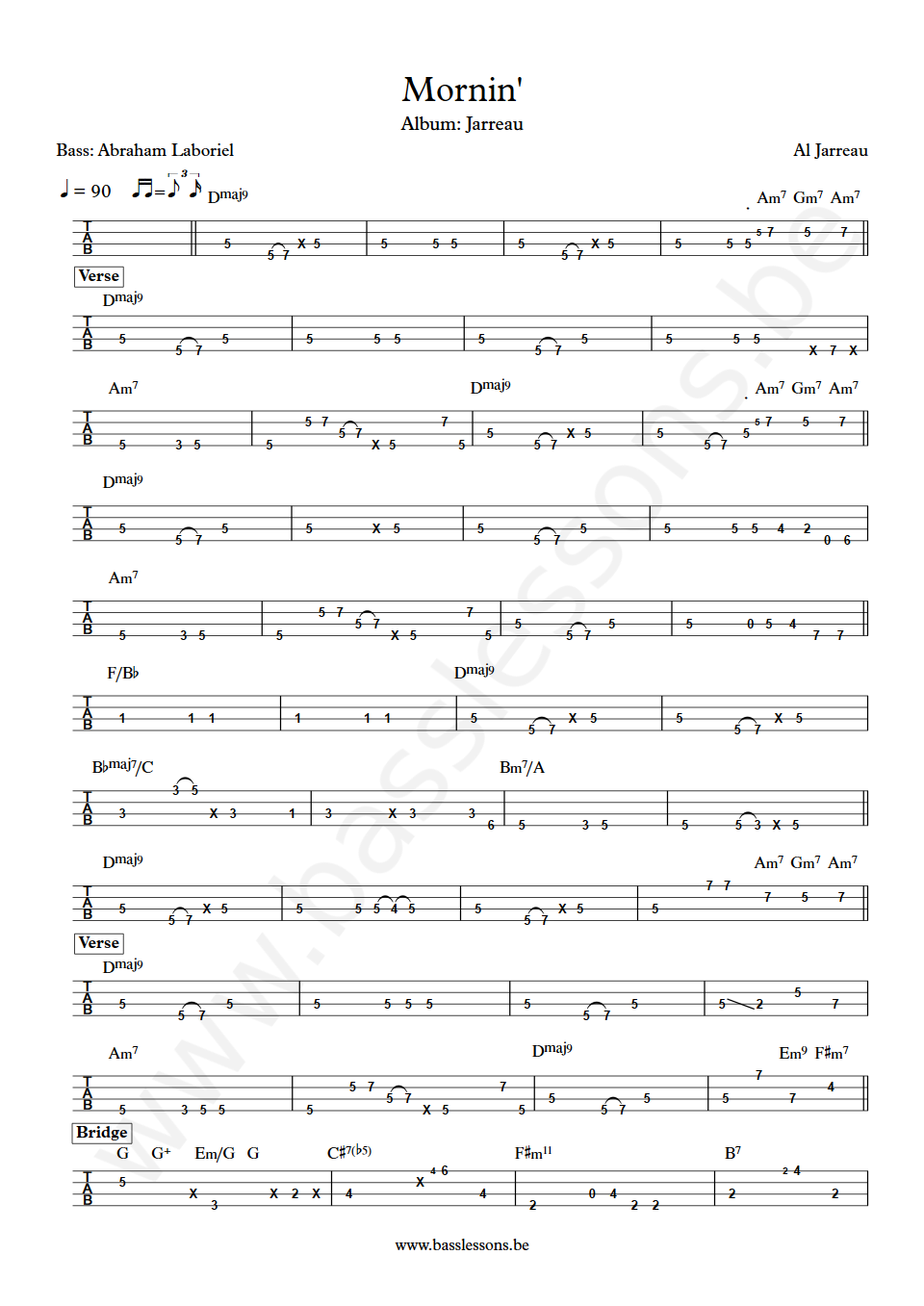 Al Jarreau Mornin Abraham Laboriel Bass Tab