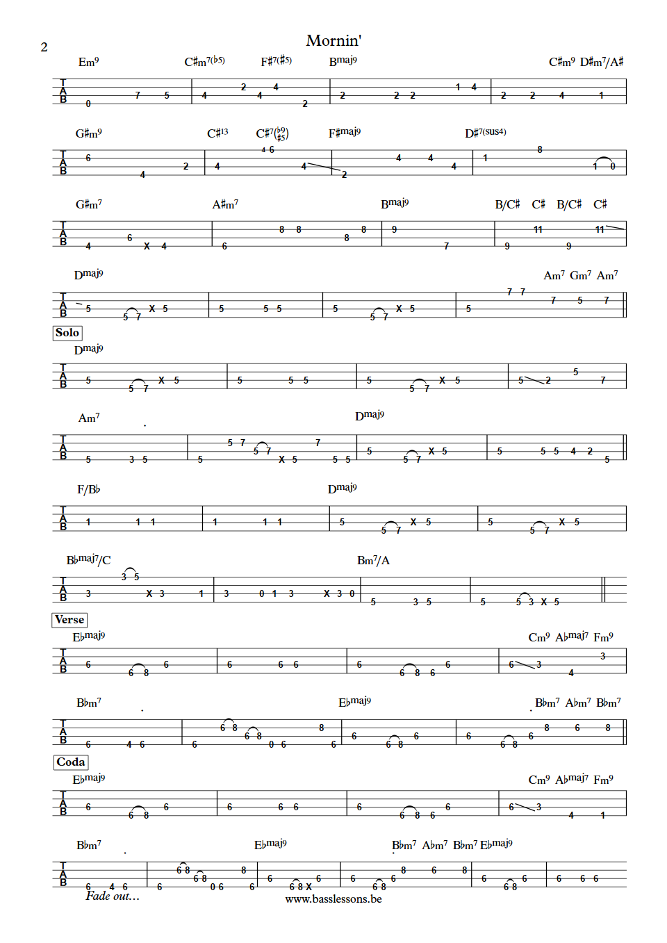 Al Jarreau Mornin Abraham Laboriel Bass Tab part 2