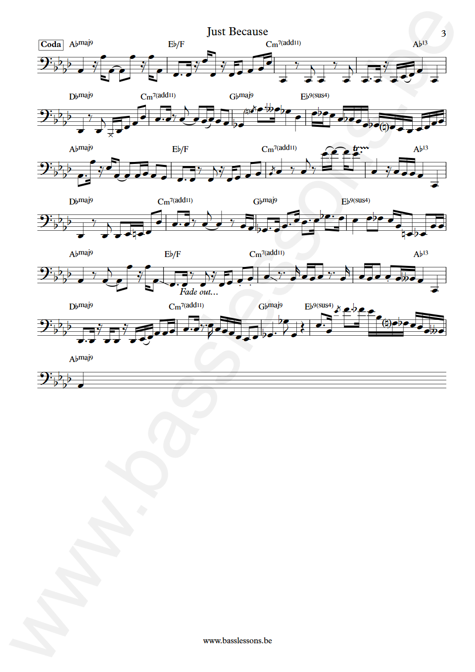 Anita Baker Just Because Nathan East Bass Transcription part 3