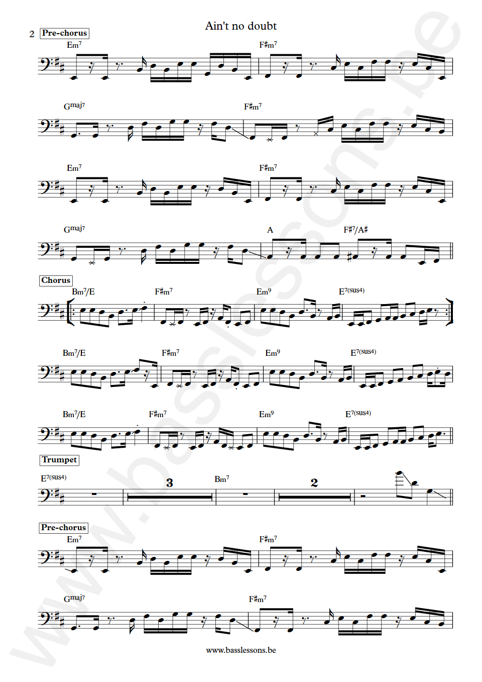 Jimmy Nail Ain't No Doubt Guy Pratt Bass Transcription part 2