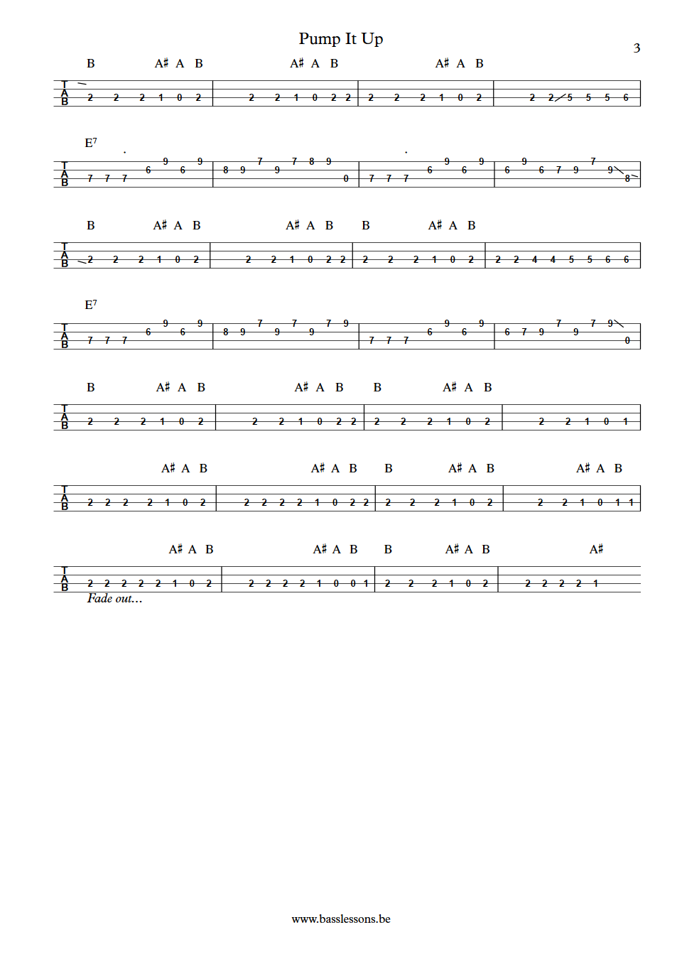 Elvis Costello Pump It Up Bruce Thomas Bass Tab part 3