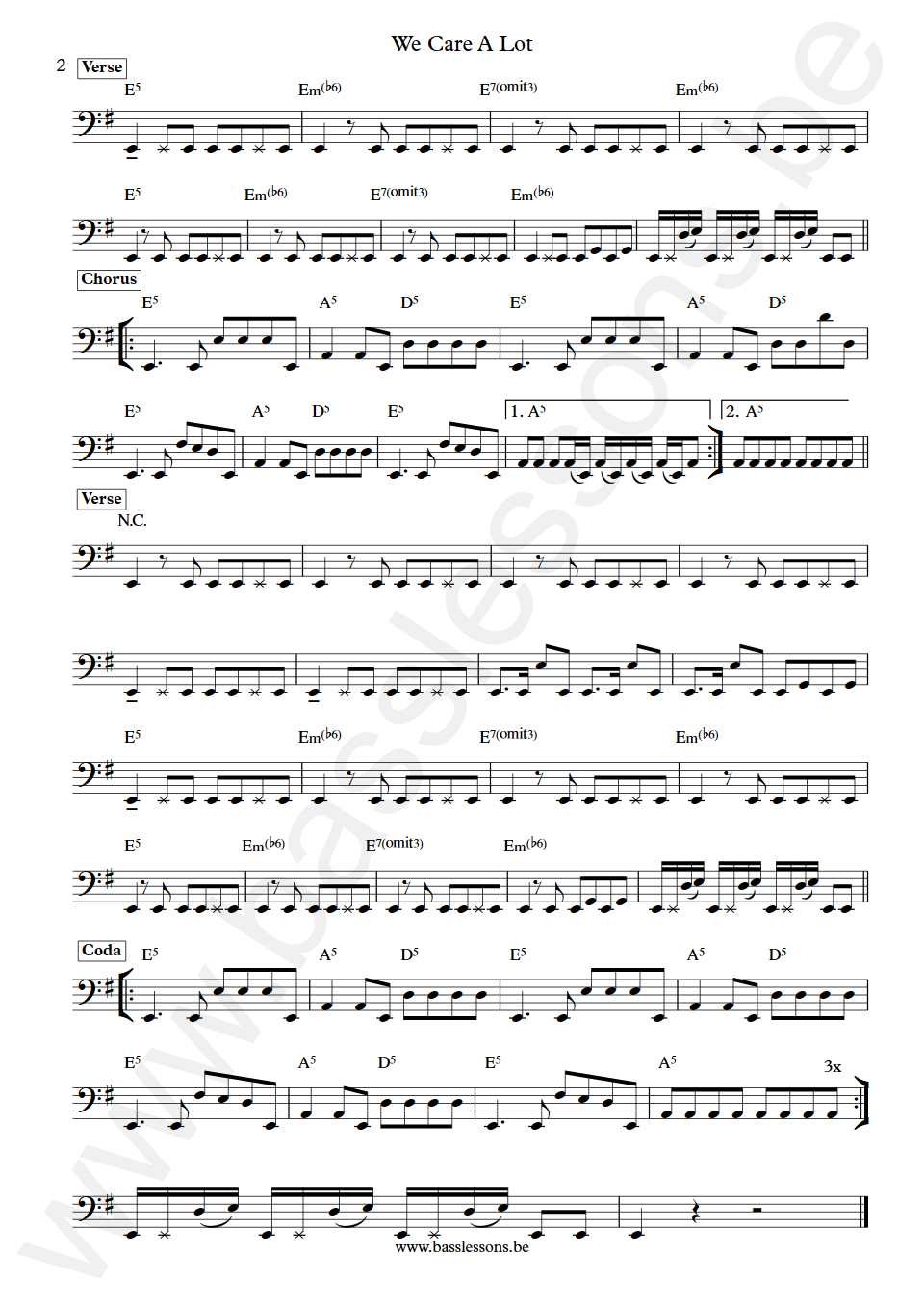 Faith no more We care a lot Billy Gould Bass Transcription part 2