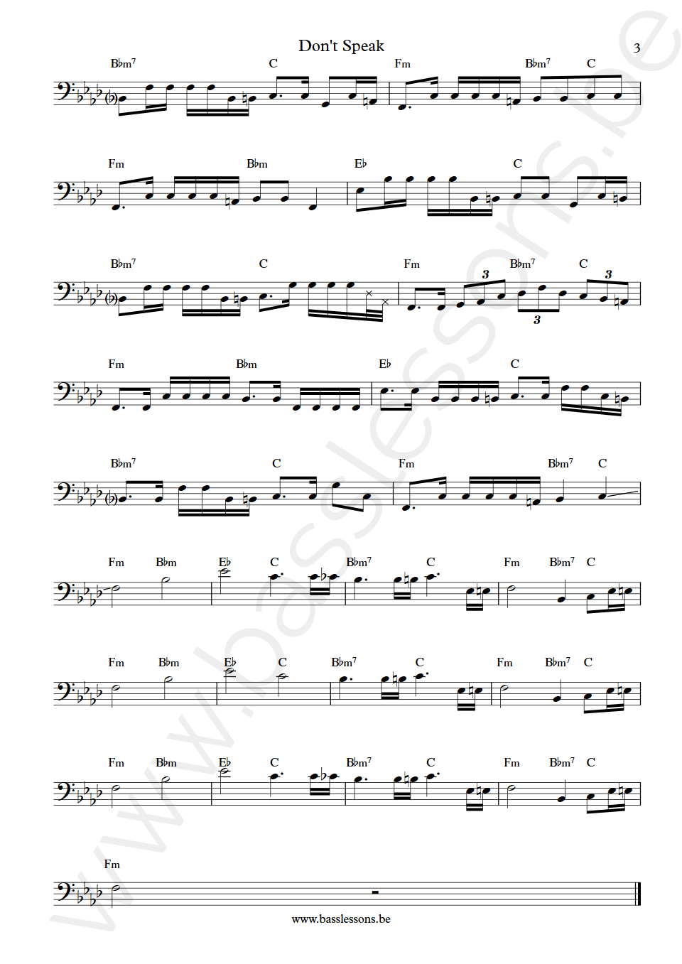 No Doubt Dont Tony Kanal Speak Bass Transcription part 3