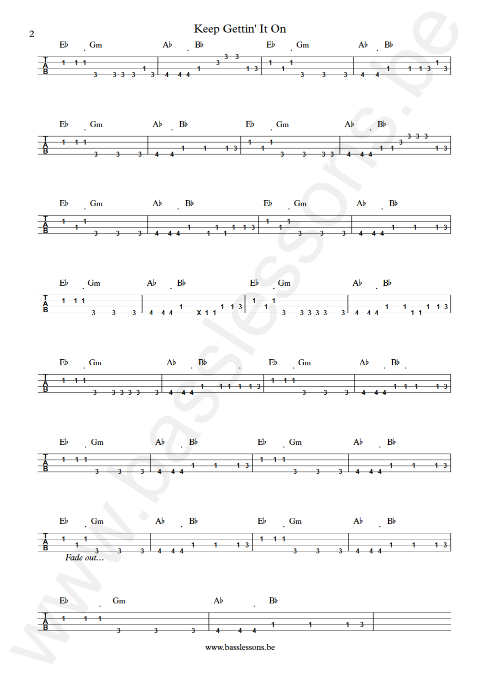 Marvin Gaye Keep Gettin' It On Wilton Felder Bass Tab part 2