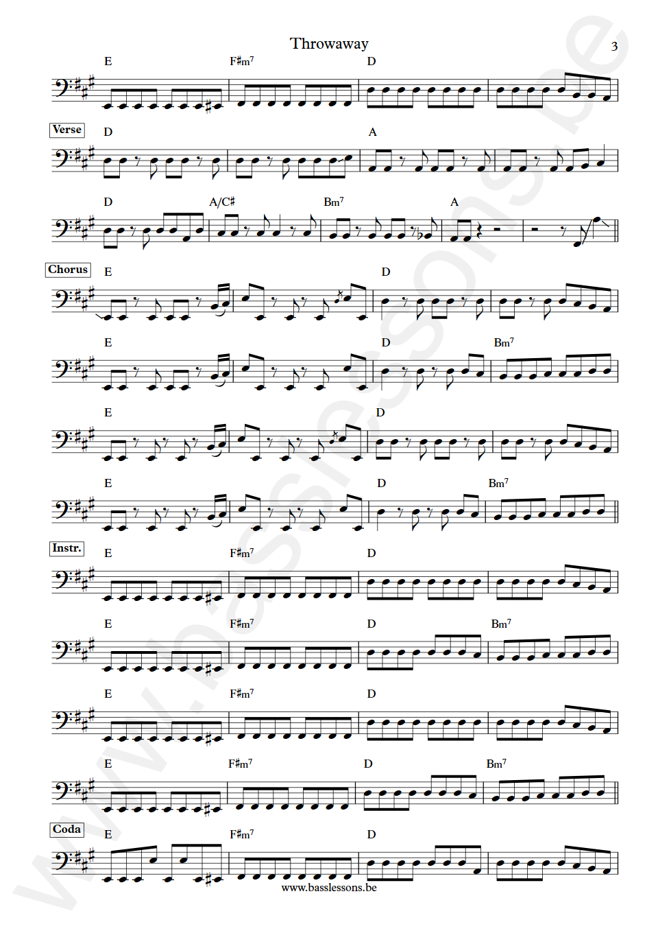 Mick Jagger Throwaway Doug Wimbish Bass Transcription part 3