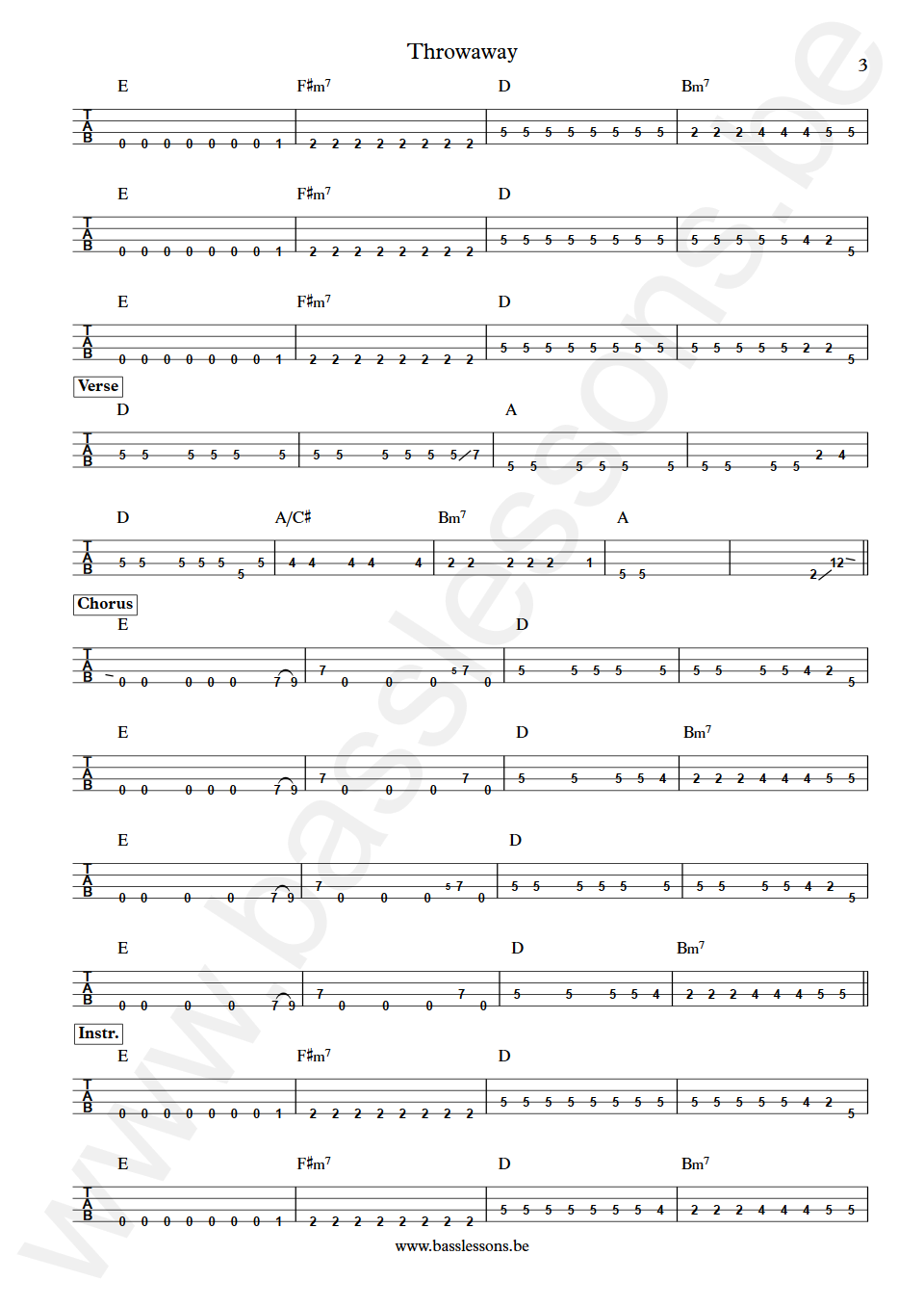 Mick Jagger Throwaway Doug Wimbish Bass Tab part 3