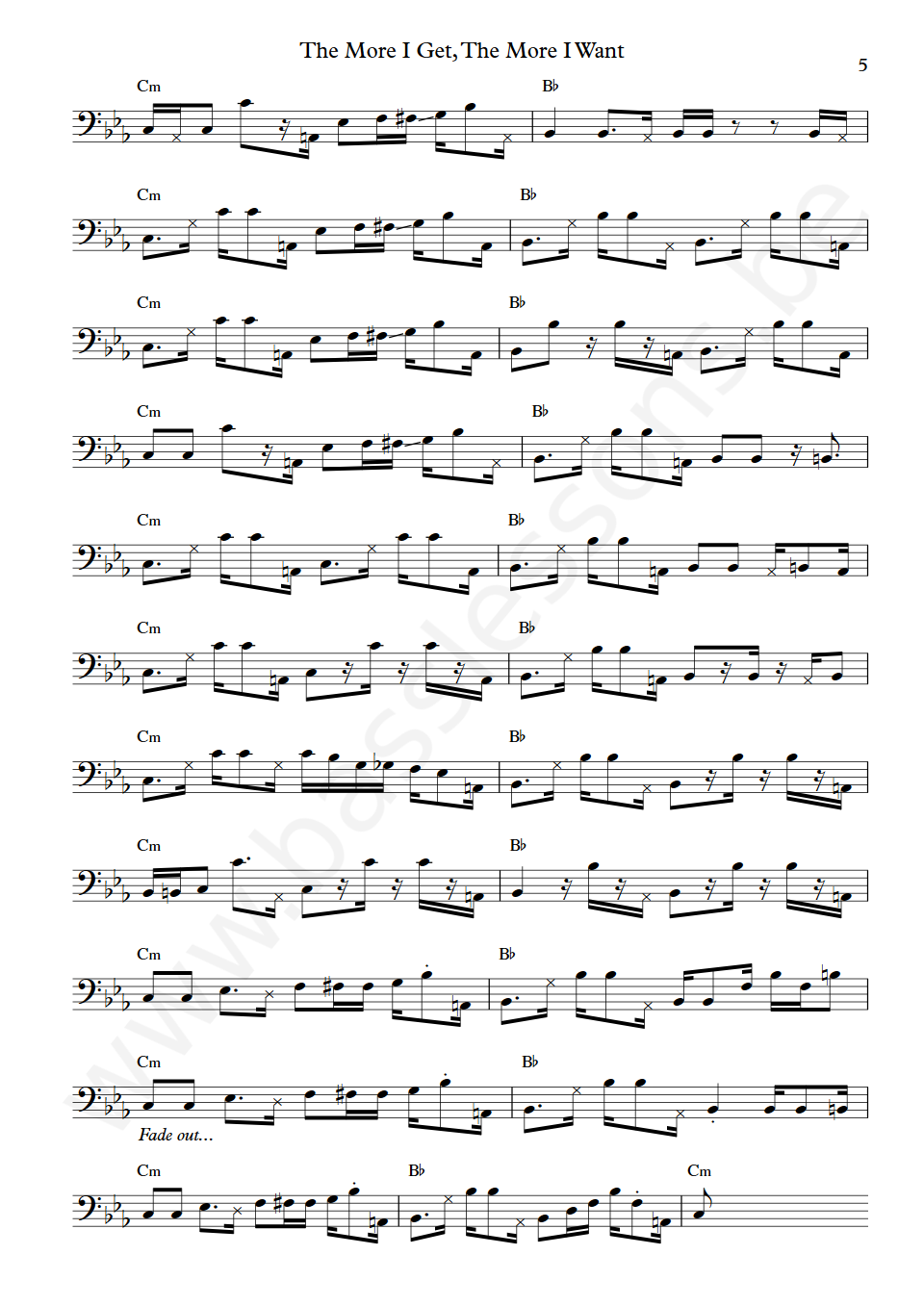 Teddy Pendergrass The More I Get, The More I Want Bass Transcription part 5