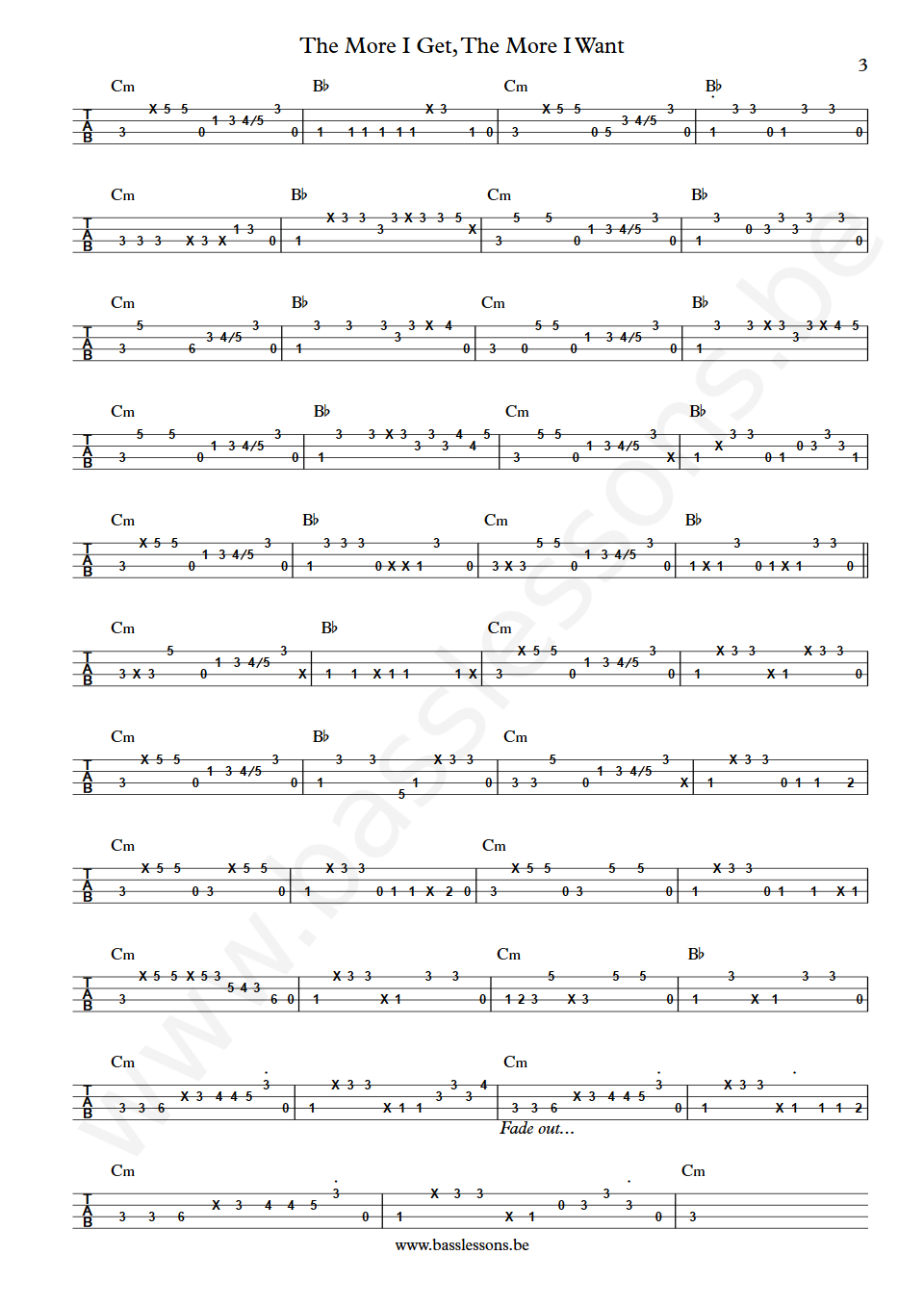 Teddy Pendergrass The More I Get, The More I Want Bass Tab part 3