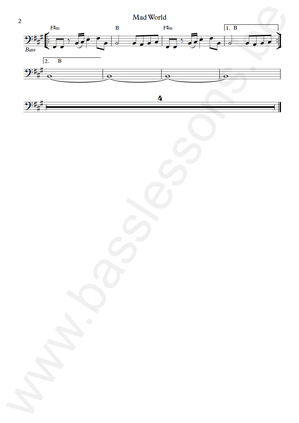 Tears For Fears Mad World Curt Smith Bass Transcription part 2