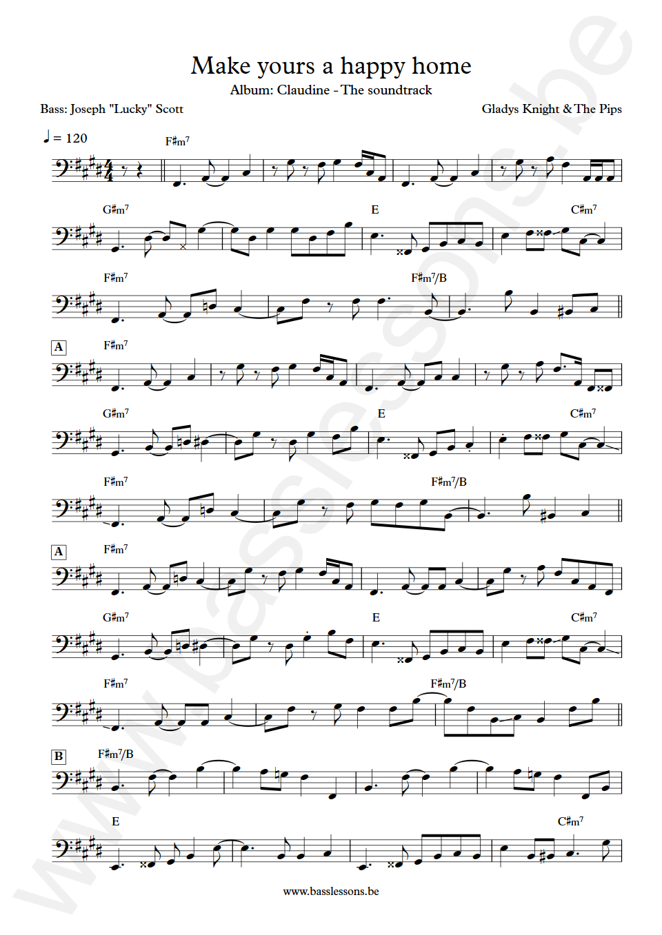 Gladys Knight and The Pips Make yours a happy home Joseph Lucky Scott Bass Transcription