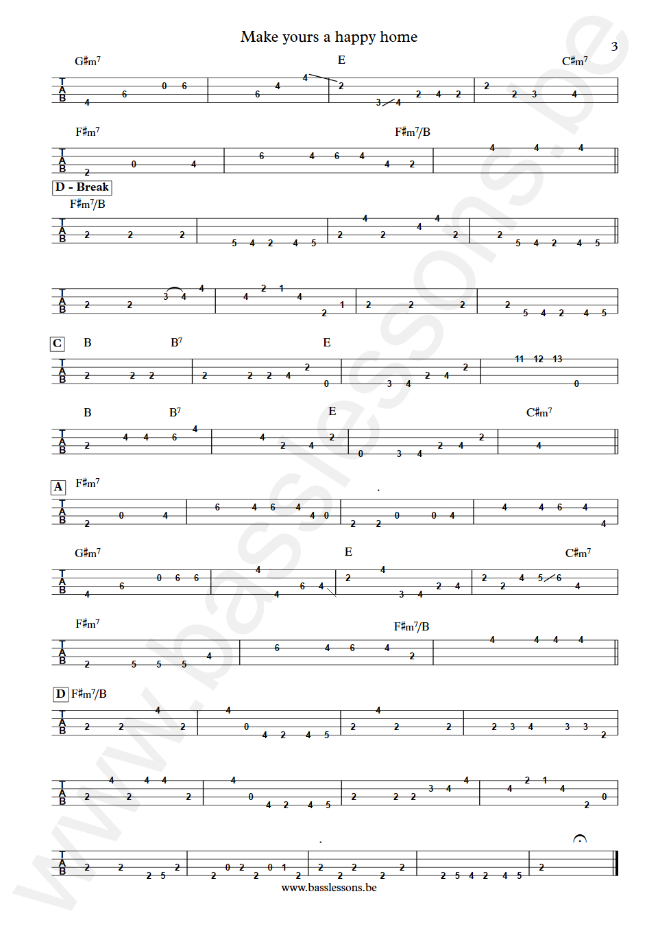 Gladys Knight and The Pips Make yours a happy home Joseph Lucky Scott Bass Tab part 3