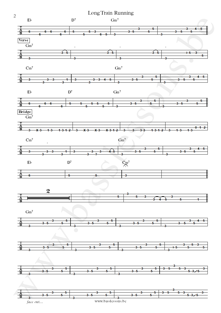 Doobie Brothers Tiran Porter bass tab of lLong Train Running part 2