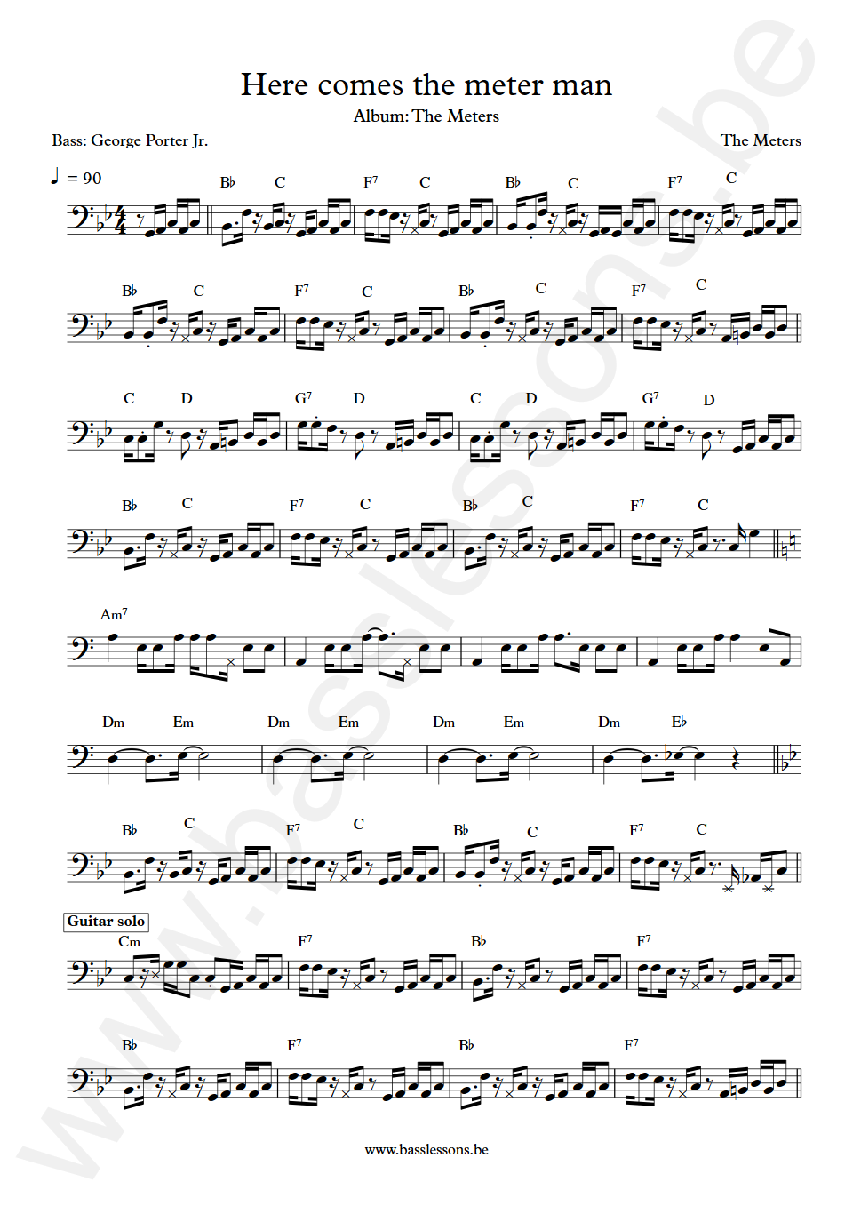 The meters Here comes the meter man George Porter Jr. Bass Transcription